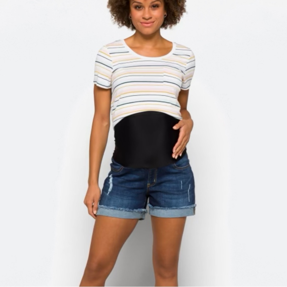 JUST BLACK Romeo Maternity Frayed Cuff Denim Short